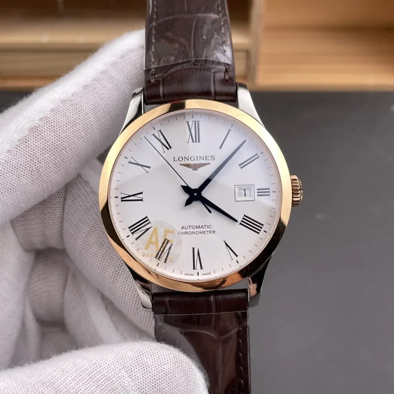 img01_0257_AF_浪琴_开创者_间金罗马白盘_40mm_2824机芯.webp Longines Record Two-Tone 40mm