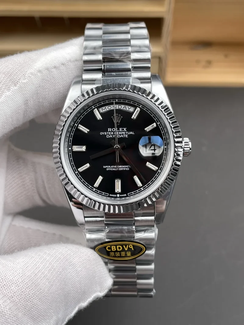 Rolex Day-Date Black Baguette Diamond 40mm