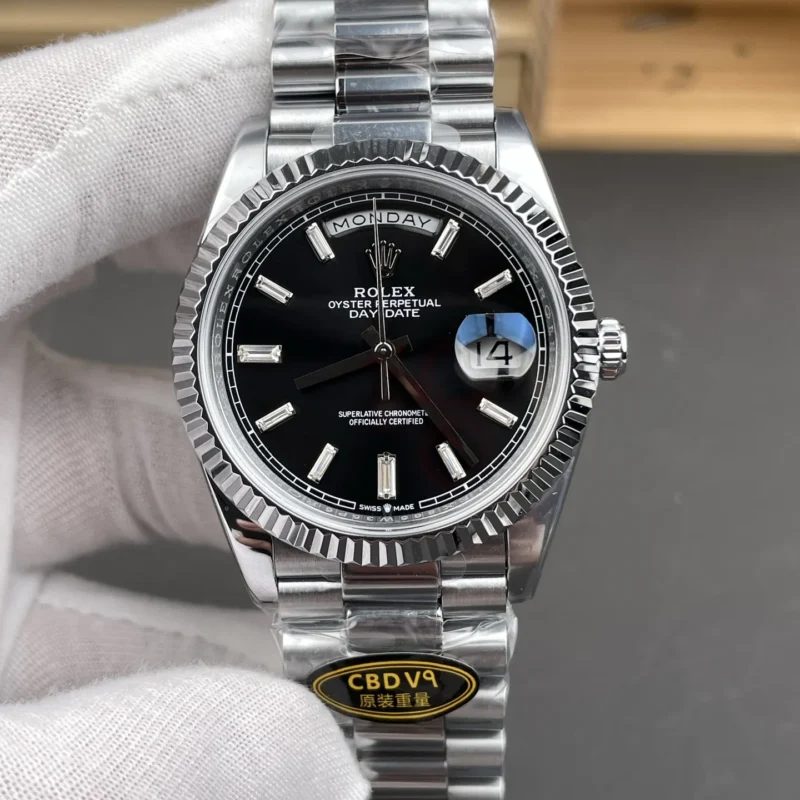 Rolex Day-Date Black Baguette Diamond 40mm
