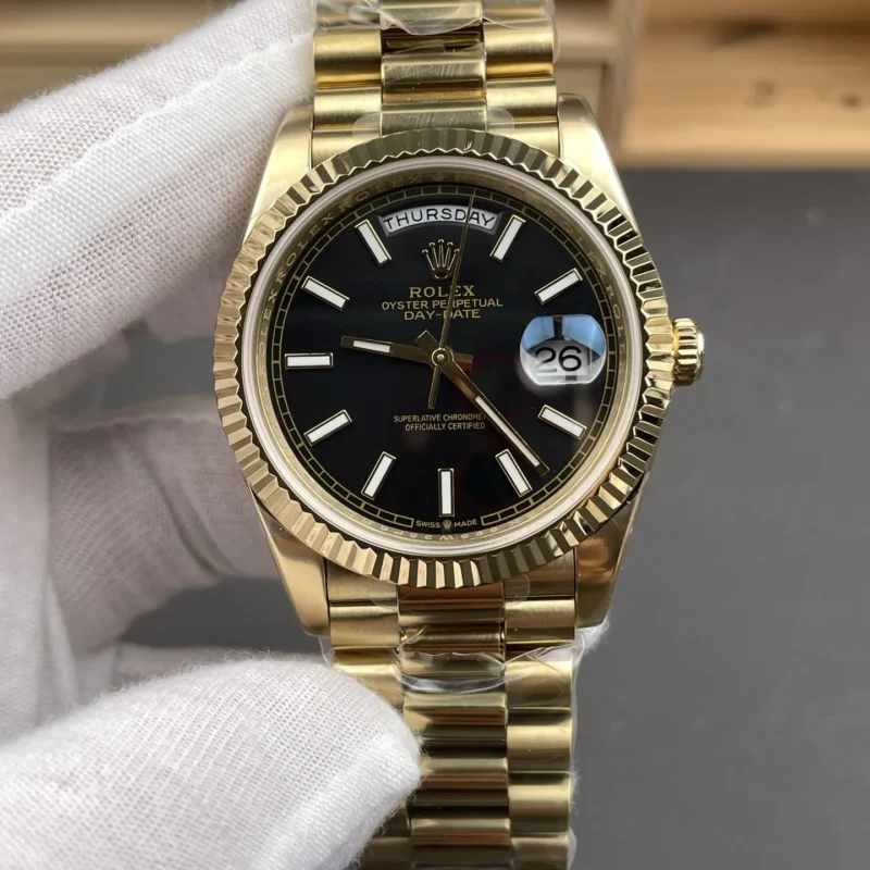 Rolex Day-Date Black Baguette Diamond 40mm