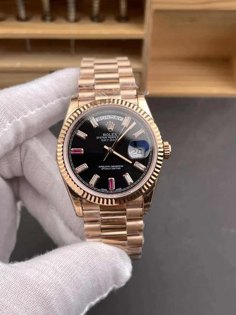 Rolex Day-Date Black Baguette Diamond 36mm