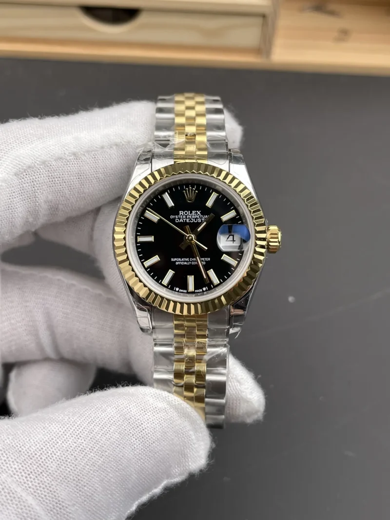 Rolex Datejust Two-Tone Black Ladies 28mm