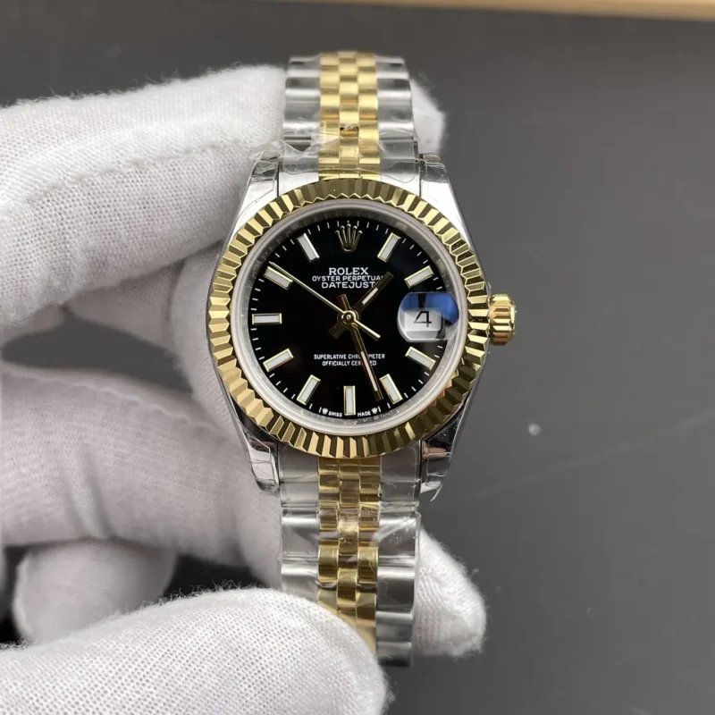 img01_1173_GS_劳力士_日志型_间金黑盘条丁女表_28mm_2671机芯.webp Rolex Datejust Two-Tone Black Ladies 28mm