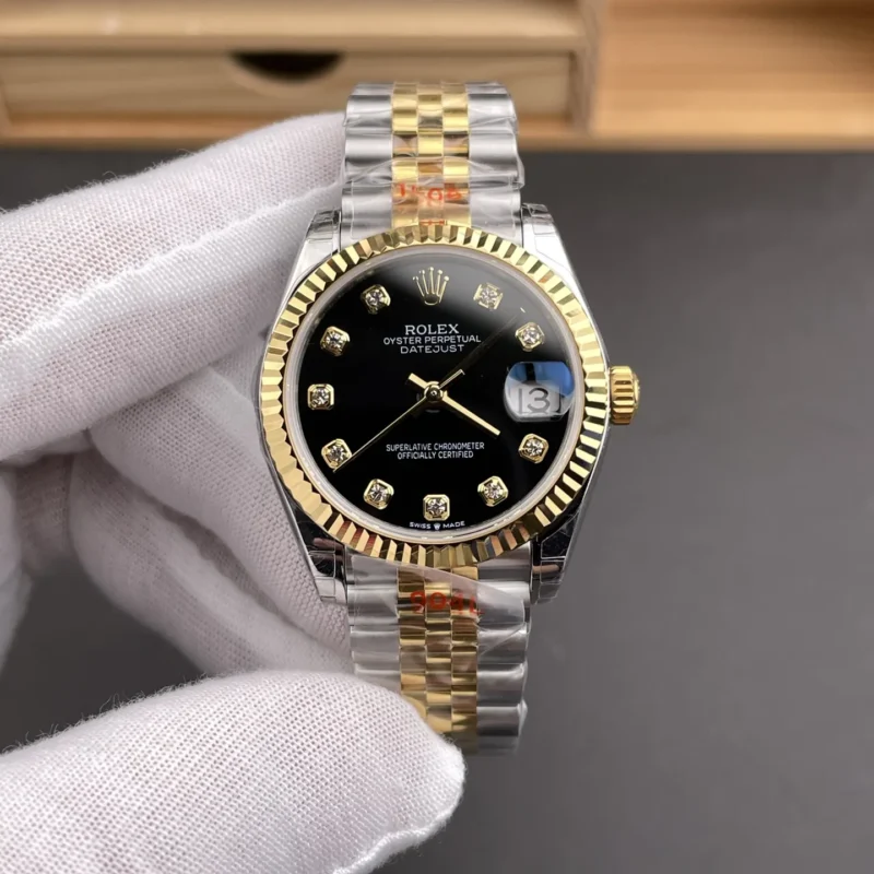 img01_1178_GS_劳力士_日志型_间金黑钻女表_31mm_2236机芯.webp Rolex Datejust Two-Tone Black Ladies 31mm