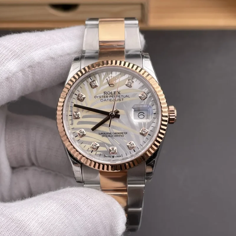img01_1196_GS_劳力士_日志型_间玫瑰金树叶纹银钻盘_36mm_3235机芯.webp Rolex Datejust Rose Gold 36mm