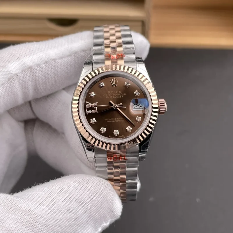 img01_1197_GS_劳力士_日志型_间玫瑰金星钻棕盘女表_28mm_2671机芯.webp Rolex Datejust Rose Gold Ladies 28mm