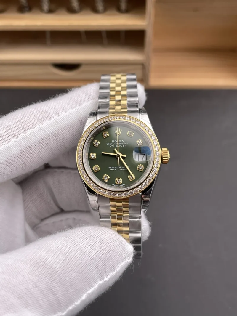 img01_1202_GS_劳力士_日志型_间金钻刻钻圈绿盘女表_28mm_2671机芯.webp Rolex Datejust Two-Tone Ladies 28mm