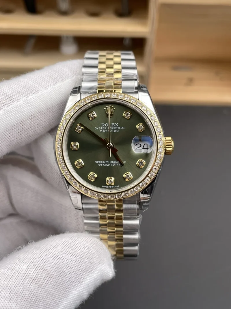 img01_1203_GS_劳力士_日志型_间金钻刻钻圈绿盘女表_31mm_2236机芯.webp Rolex Datejust Two-Tone Ladies 31mm
