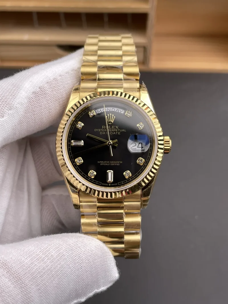 Rolex Day-Date Black Baguette Diamond 36mm