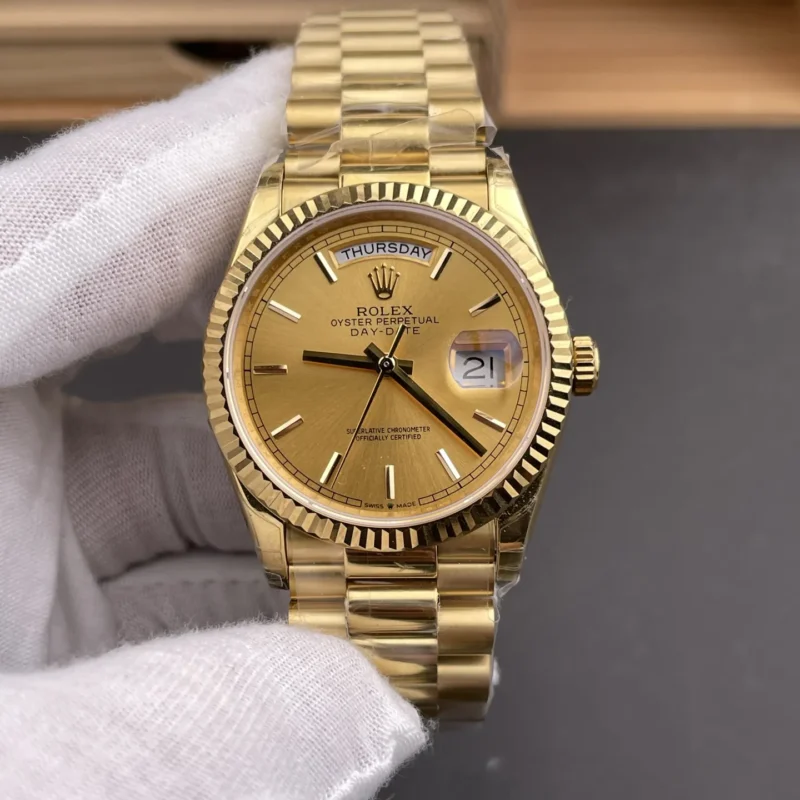 img01_1235_GS_劳力士_星期日志DD_香槟盘大金劳配重版_36mm_3255机芯.webp Rolex Day-Date Champagne 36mm