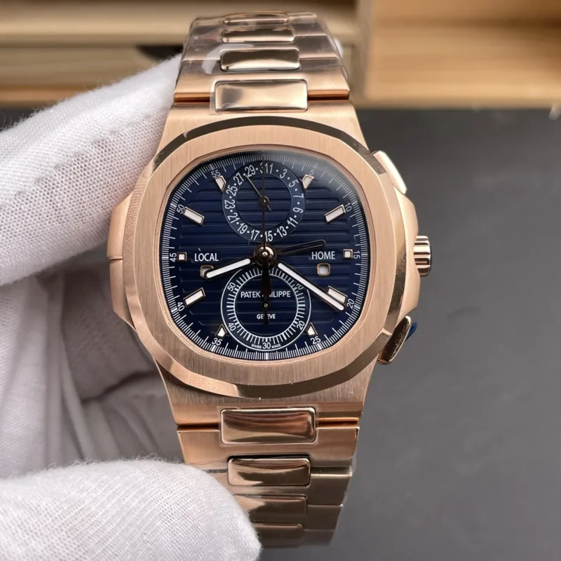 img01_1466_P1_百达翡丽_鹦鹉螺_5990玫瑰金蓝盘双时区计时_40.5mm_7750改28-520机芯.webp Patek Philippe Nautilus Rose Gold 40.5mm