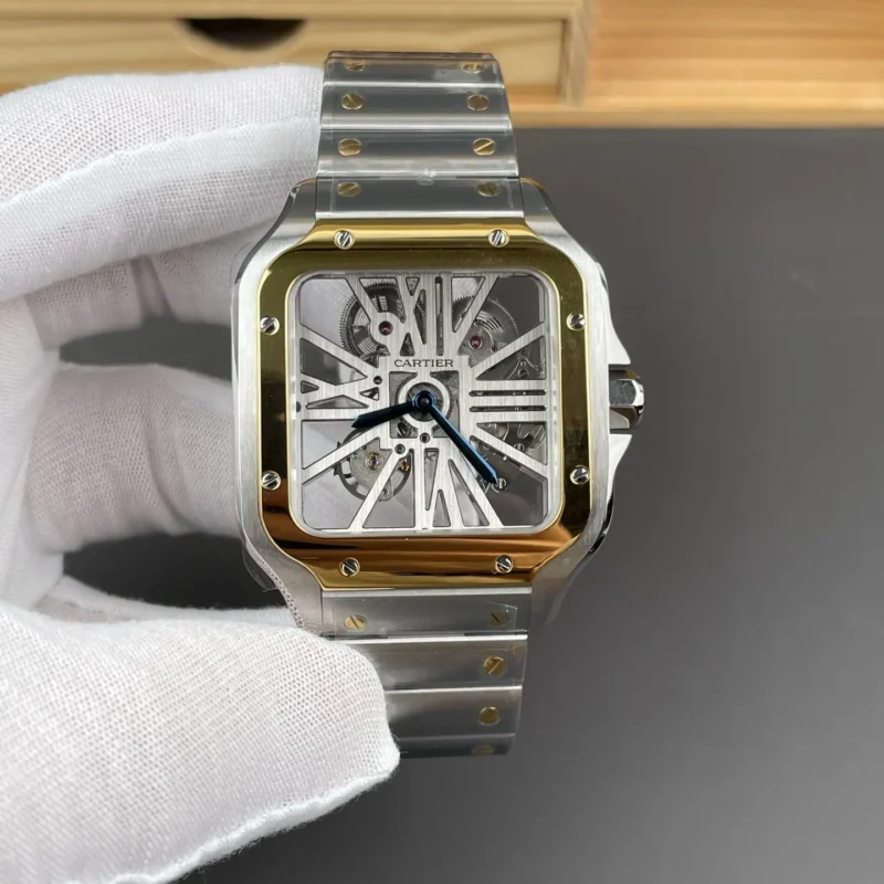 img01_3058_RF_卡地亚_山度士_间金镂空系列_9611MC一体机芯.webp Cartier Santos Skeleton