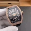 Franck Muller Vanguard Rose Gold Diamond Bezel Black Dial 44x54mm