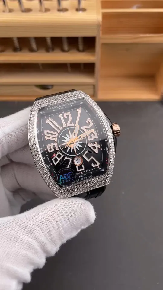 Franck Muller Vanguard Diamond Bezel Black Dial 44x54mm