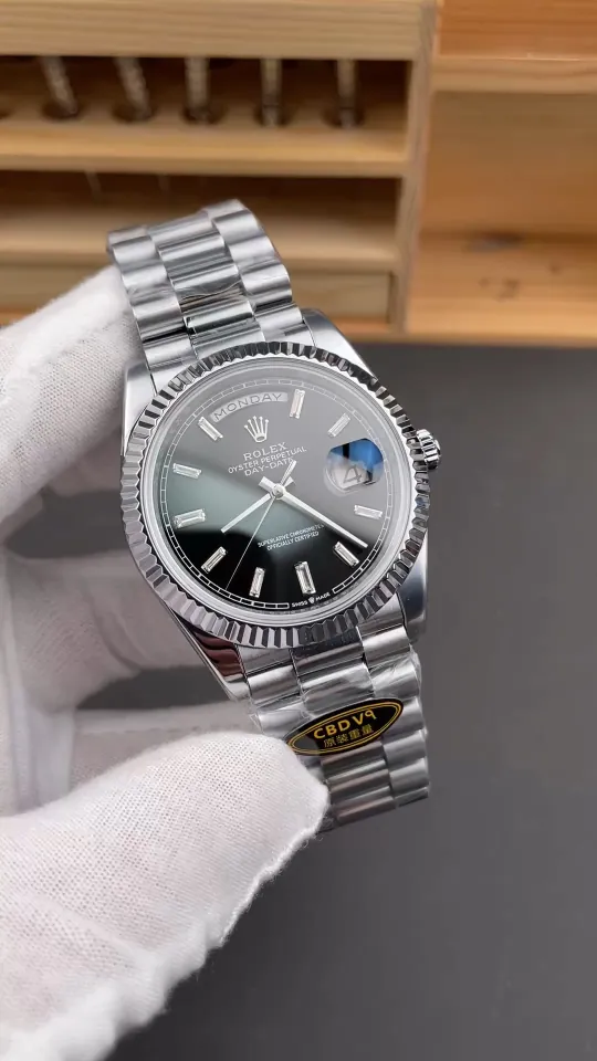 Rolex Day-Date Black Baguette Diamond 40mm