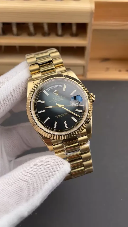 Rolex Day-Date Black Baguette Diamond 40mm