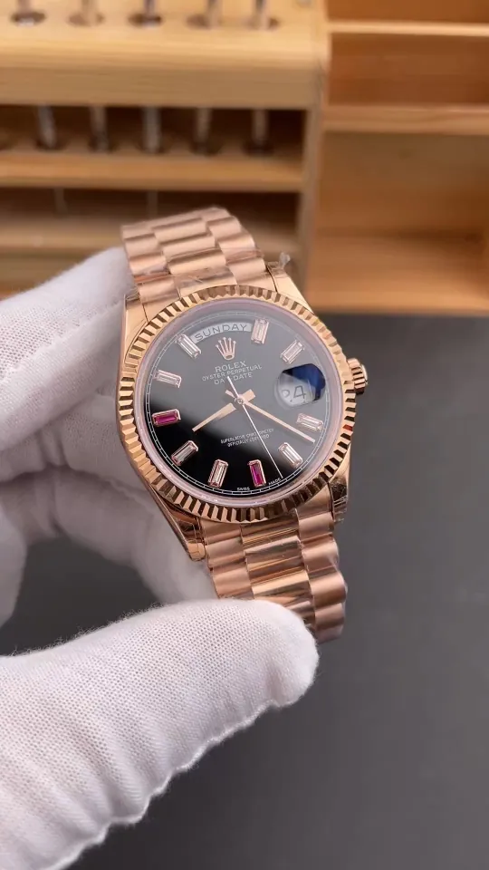 Rolex Day-Date Black Baguette Diamond 36mm