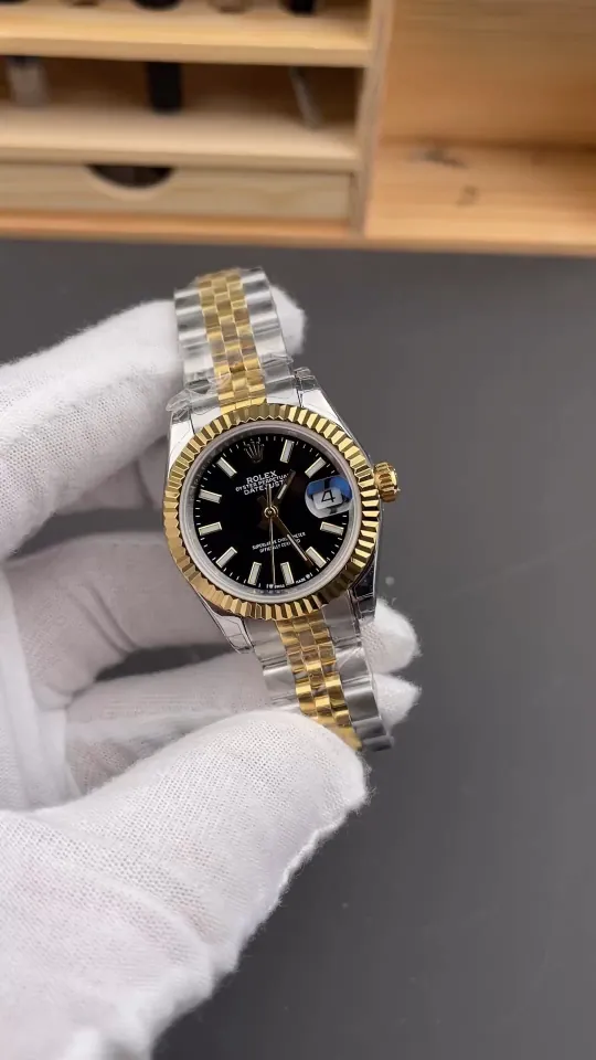Rolex Datejust Two-Tone Black Ladies 28mm
