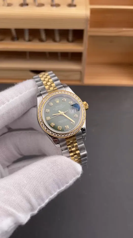 img02_1202_GS_劳力士_日志型_间金钻刻钻圈绿盘女表_28mm_2671机芯.webp Rolex Datejust Two-Tone Ladies 28mm