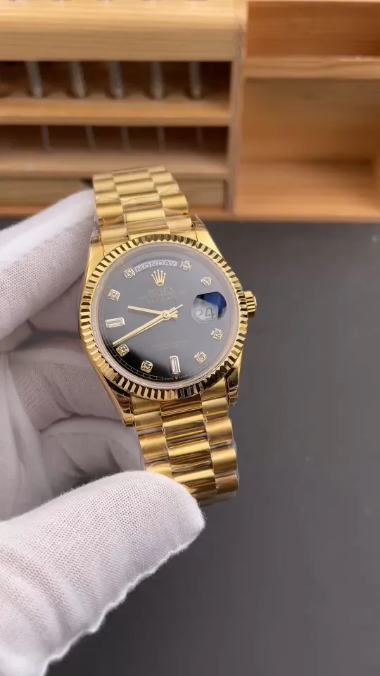 Rolex Day-Date Black Baguette Diamond 36mm