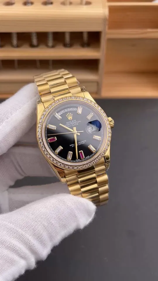 Rolex Day-Date Black Baguette Diamond 36mm