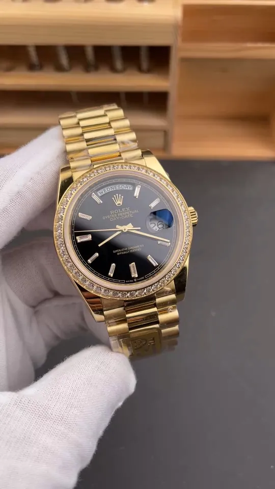 Rolex Day-Date Black Baguette Diamond 40mm