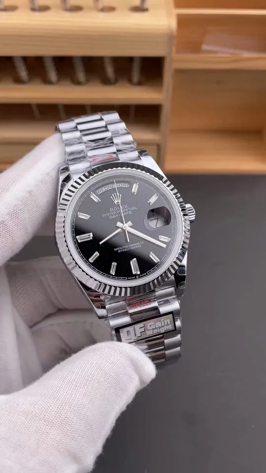 Rolex Day-Date Black Baguette Diamond 40mm