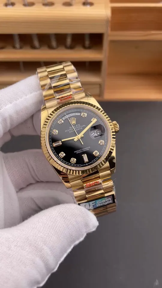 Rolex Day-Date Black Baguette Diamond 36mm