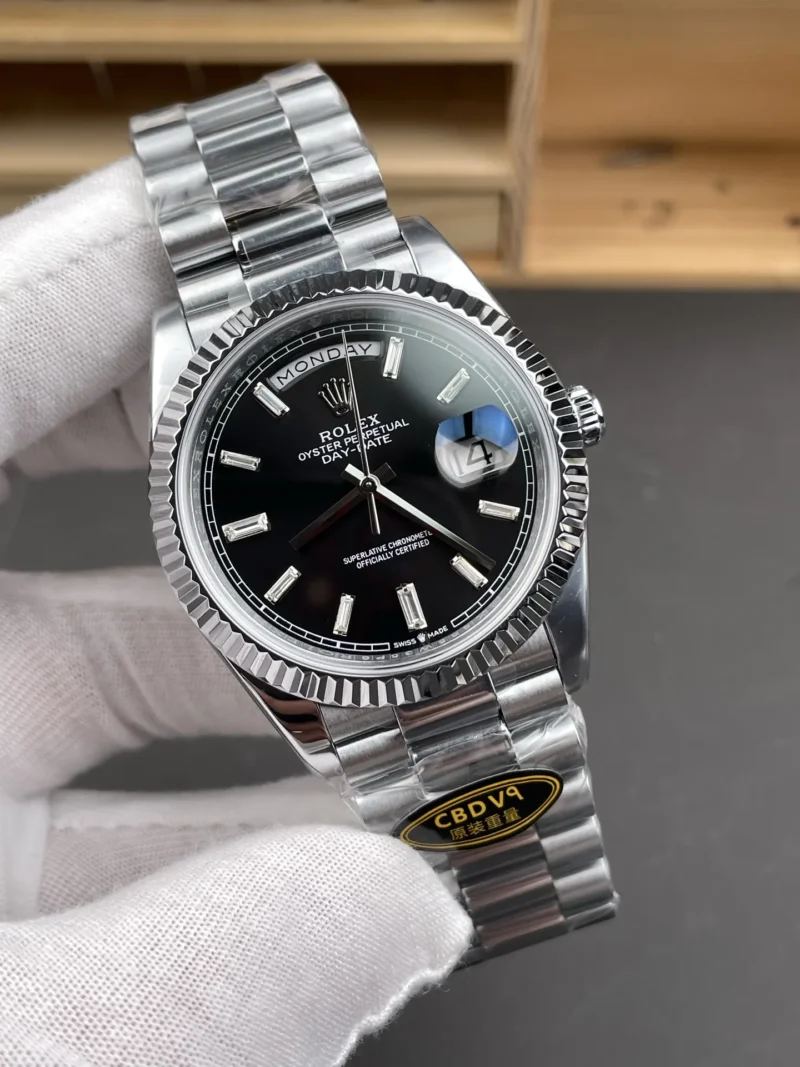 Rolex Day-Date Black Baguette Diamond 40mm