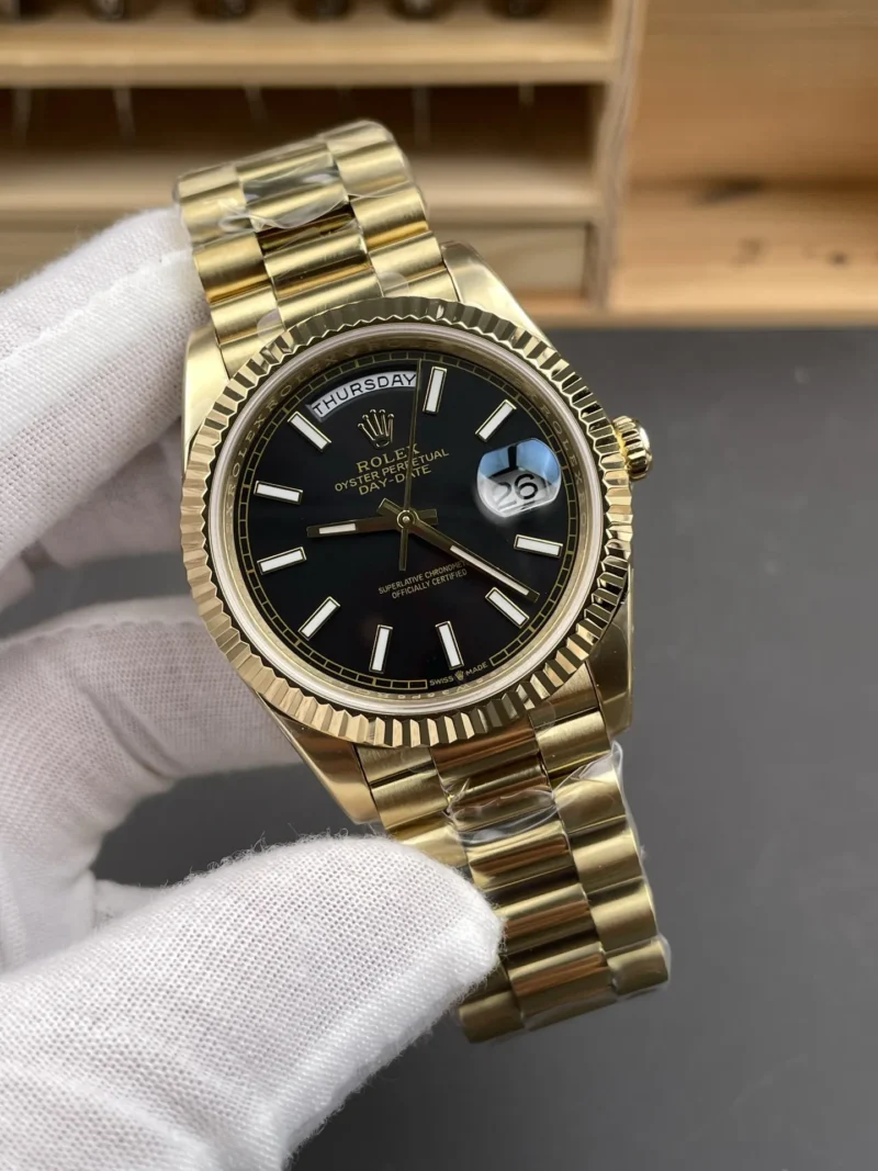 Rolex Day-Date Black Baguette Diamond 40mm