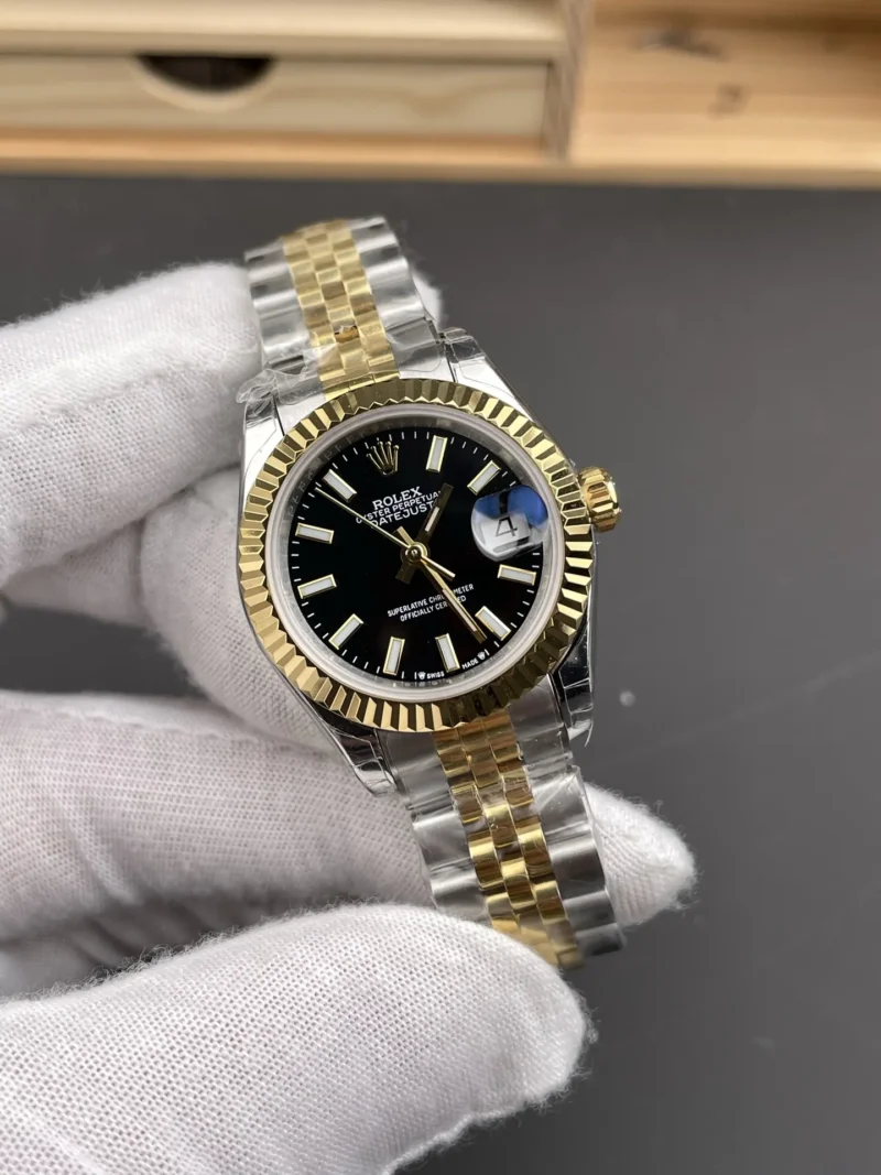 Rolex Datejust Two-Tone Black Ladies 28mm