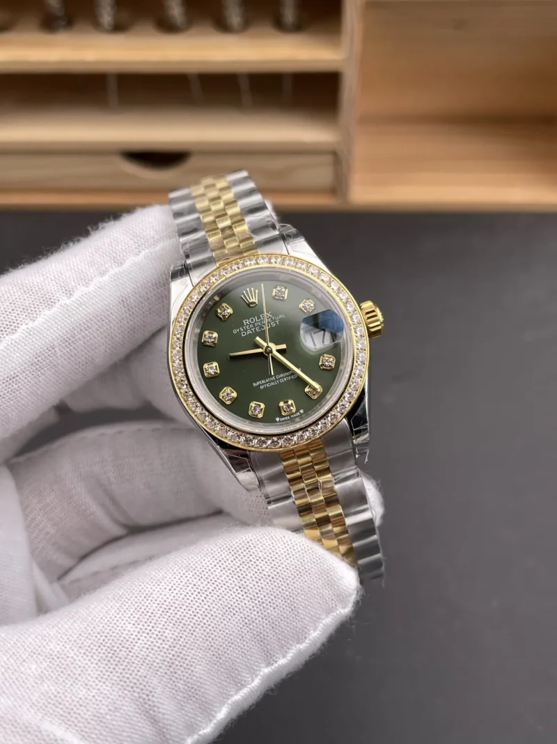 img03_1202_GS_劳力士_日志型_间金钻刻钻圈绿盘女表_28mm_2671机芯.webp Rolex Datejust Two-Tone Ladies 28mm