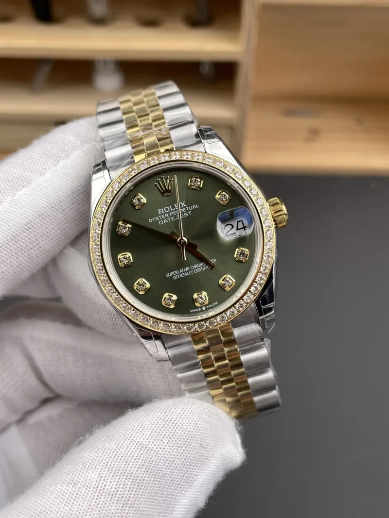 img03_1203_GS_劳力士_日志型_间金钻刻钻圈绿盘女表_31mm_2236机芯.webp Rolex Datejust Two-Tone Ladies 31mm