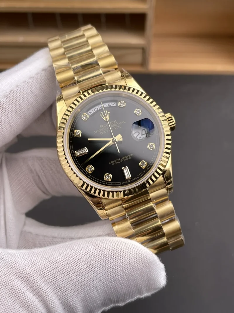 Rolex Day-Date Black Baguette Diamond 36mm