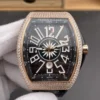 Franck Muller Vanguard Rose Gold Diamond Bezel Black Dial 44x54mm