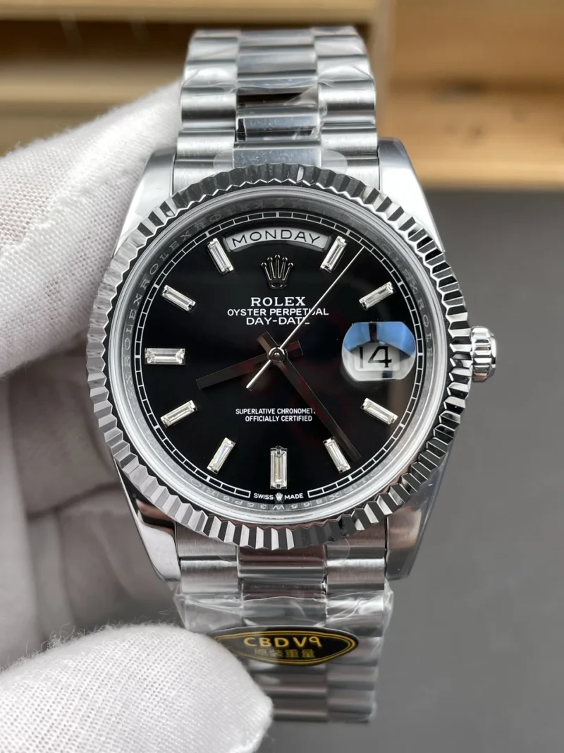 Rolex Day-Date Black Baguette Diamond 40mm