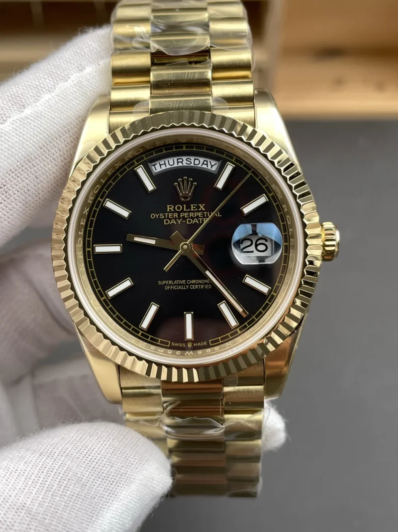 Rolex Day-Date Black Baguette Diamond 40mm