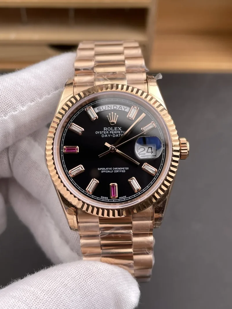 Rolex Day-Date Black Baguette Diamond 36mm