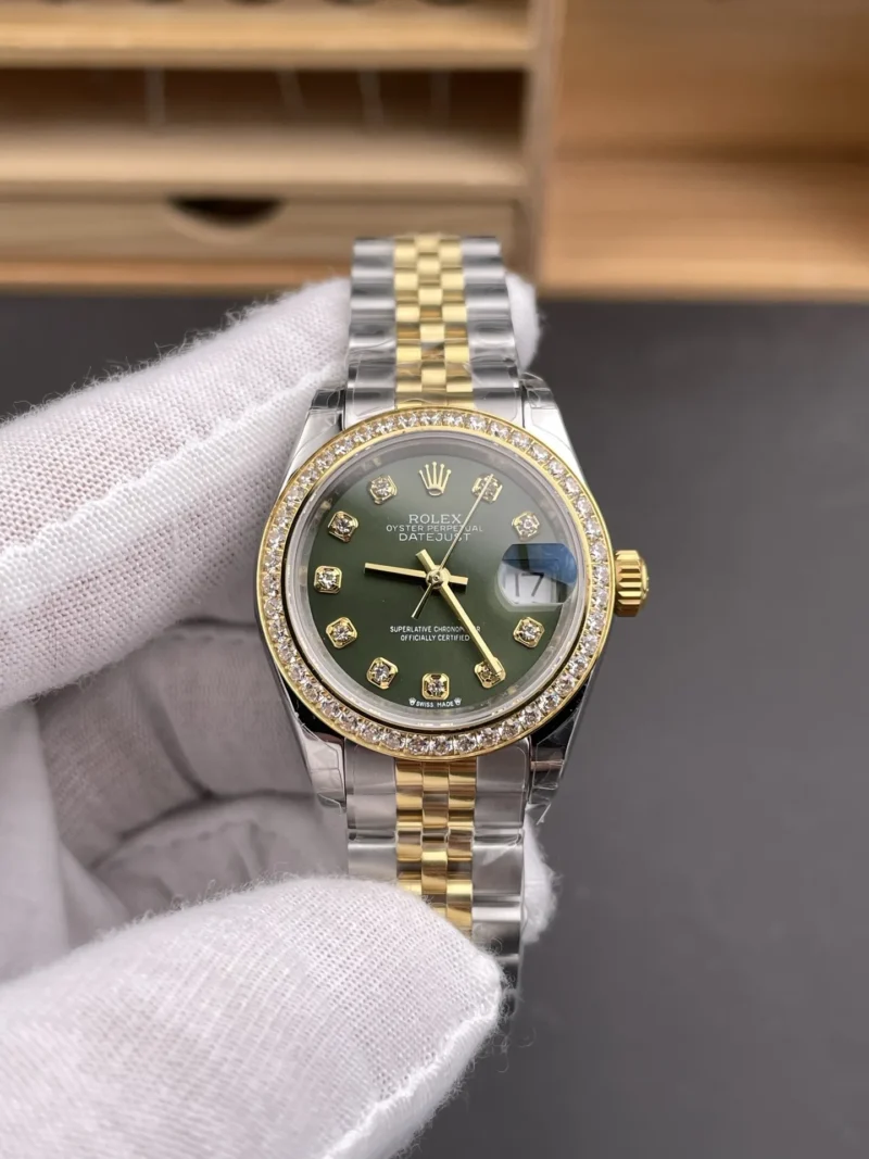 img04_1202_GS_劳力士_日志型_间金钻刻钻圈绿盘女表_28mm_2671机芯.webp Rolex Datejust Two-Tone Ladies 28mm