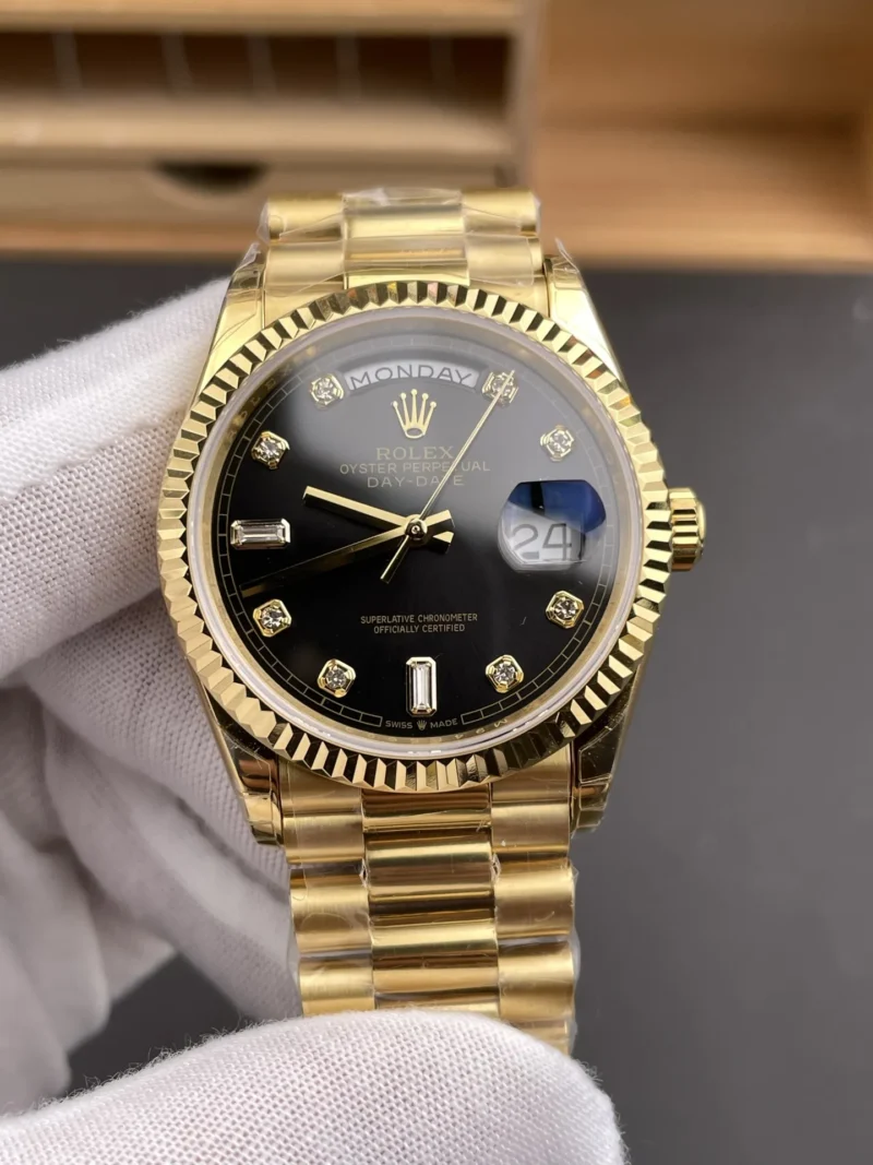 Rolex Day-Date Black Baguette Diamond 36mm