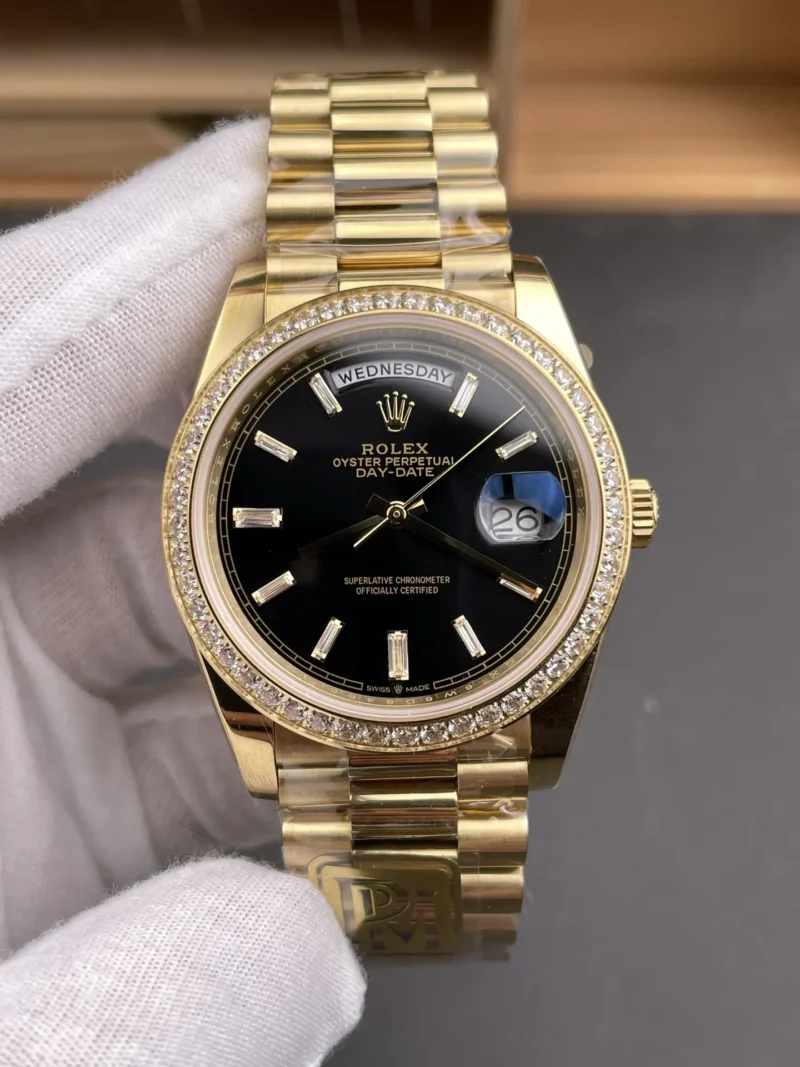Rolex Day-Date Black Baguette Diamond 40mm