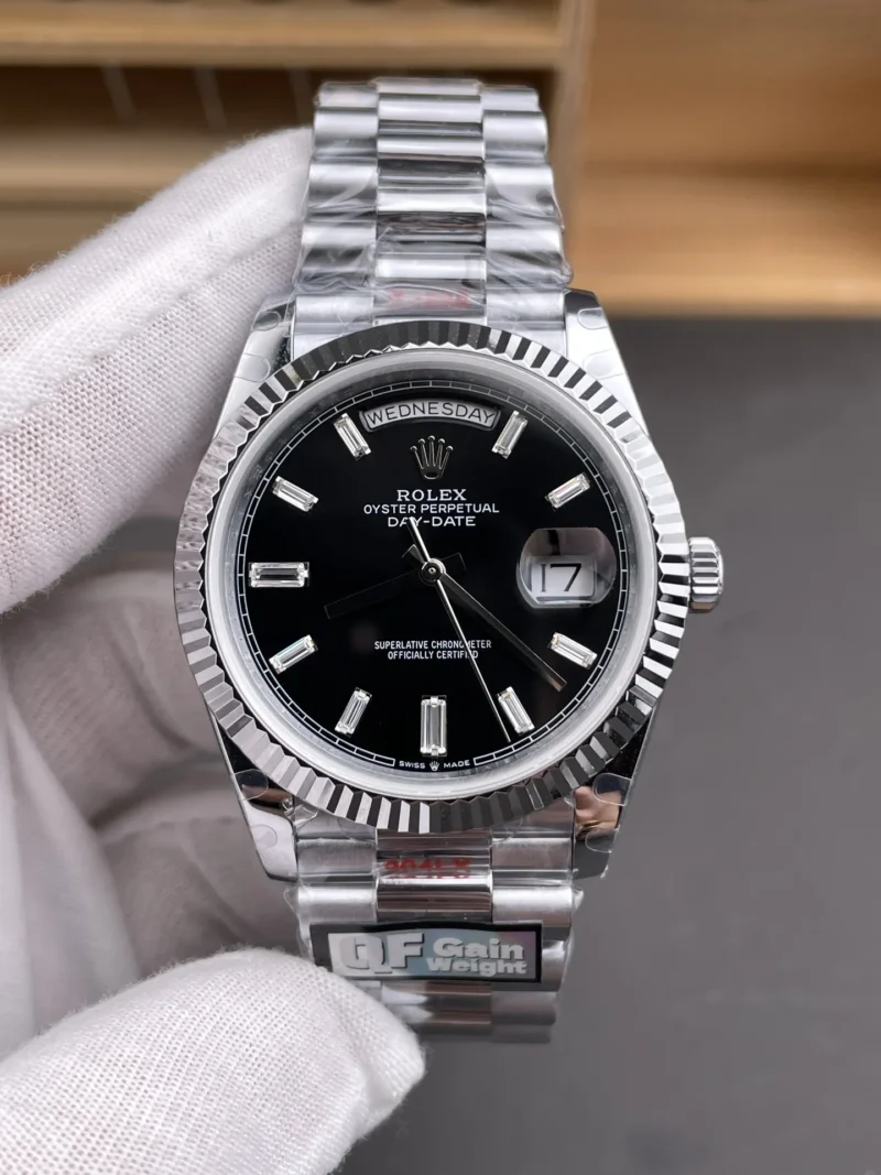Rolex Day-Date Black Baguette Diamond 40mm
