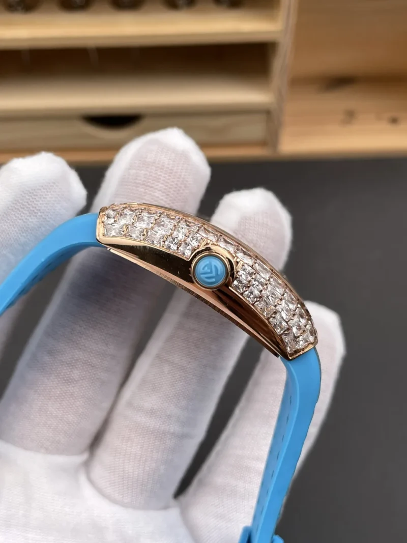 Franck Muller Vanguard Rose Gold Full Diamond Baguette Diamond 32x42.3mm