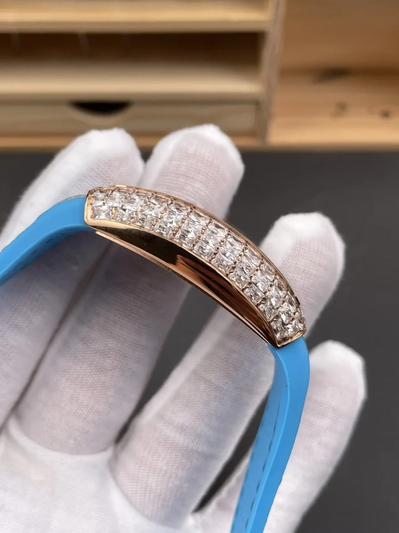 Franck Muller Vanguard Rose Gold Full Diamond Baguette Diamond 32x42.3mm