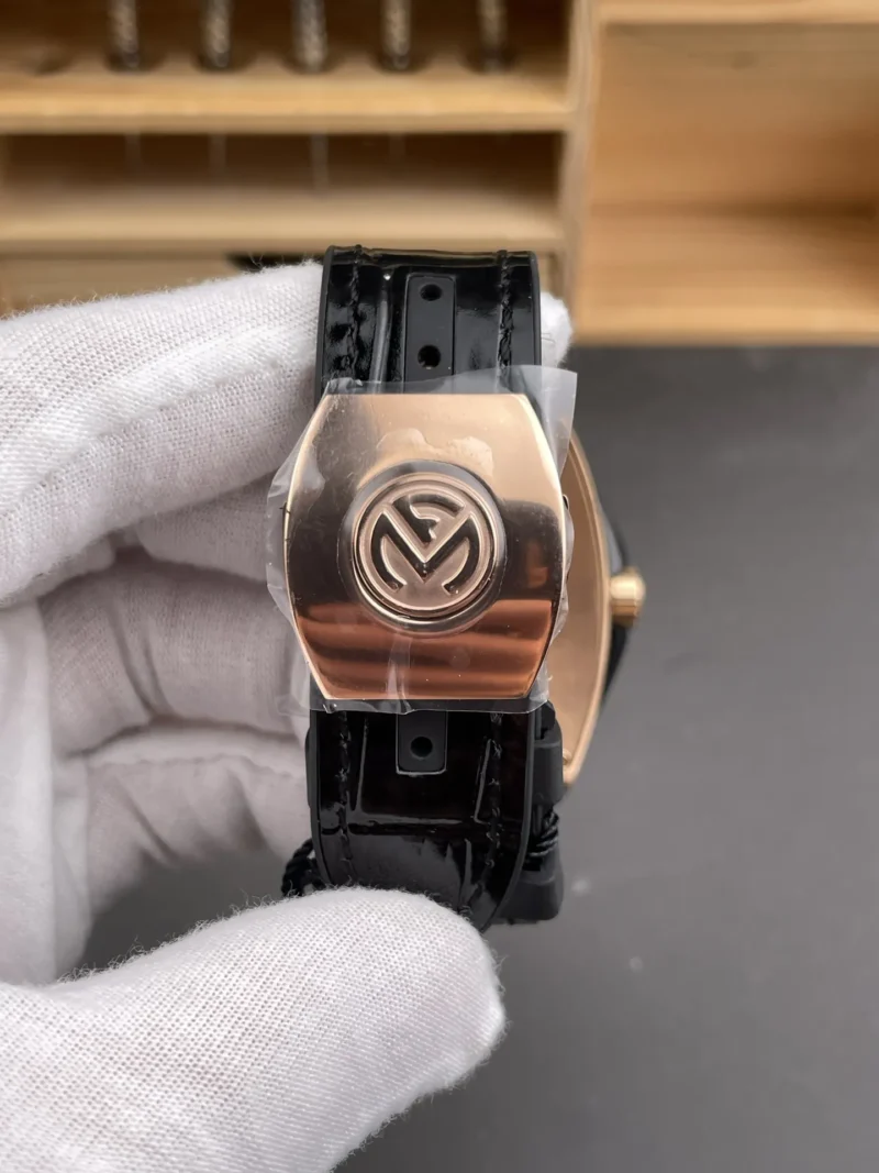 Franck Muller Vanguard Rose Gold Diamond Bezel Black Dial 44x54mm