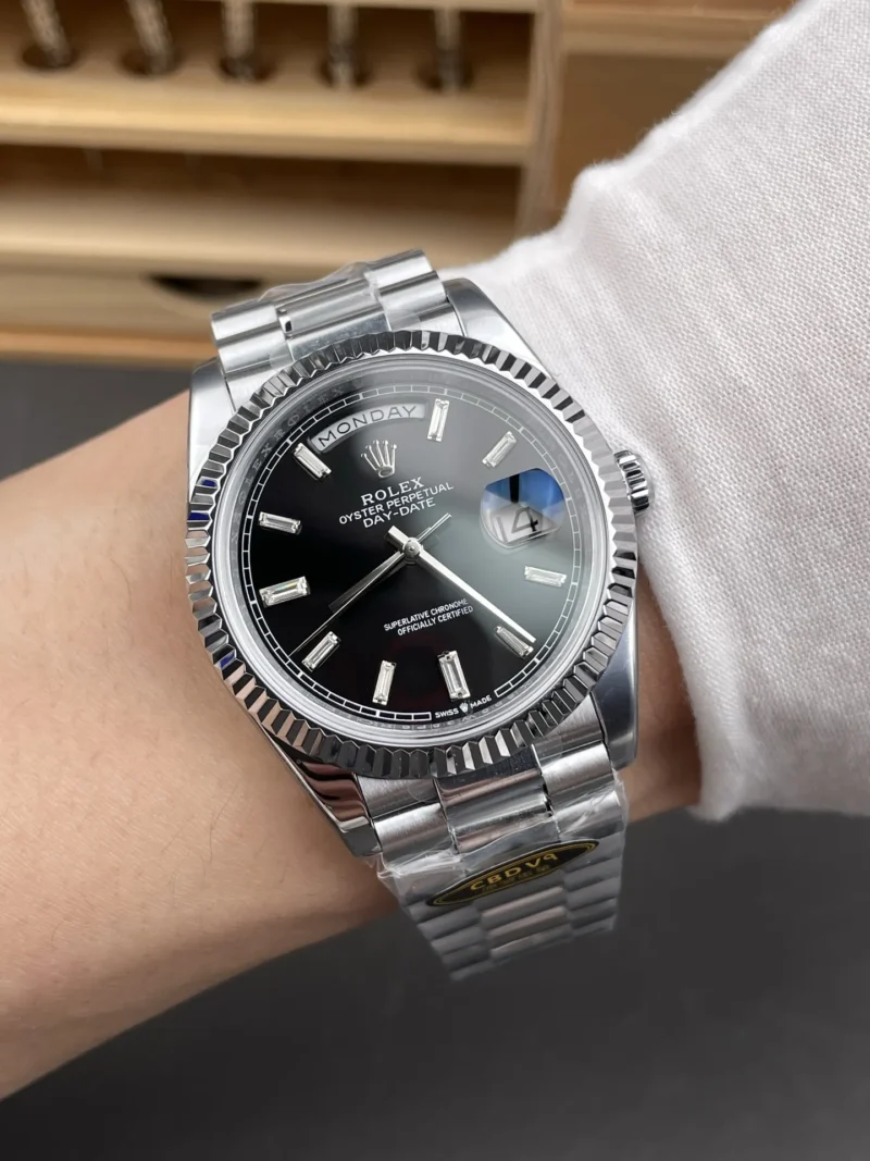 Rolex Day-Date Black Baguette Diamond 40mm