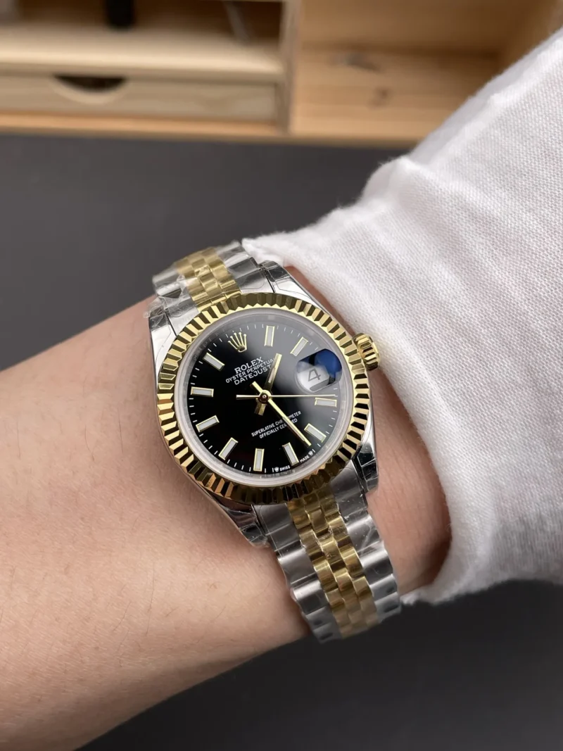 Rolex Datejust Two-Tone Black Ladies 28mm