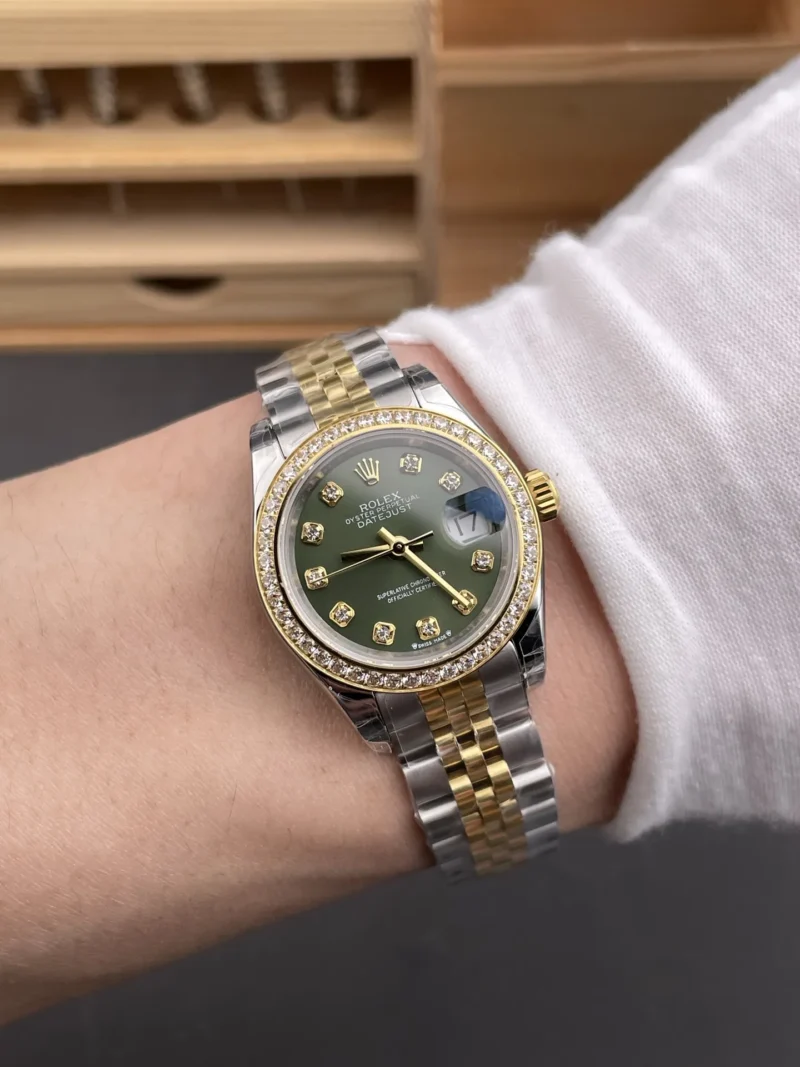 img10_1202_GS_劳力士_日志型_间金钻刻钻圈绿盘女表_28mm_2671机芯.webp Rolex Datejust Two-Tone Ladies 28mm