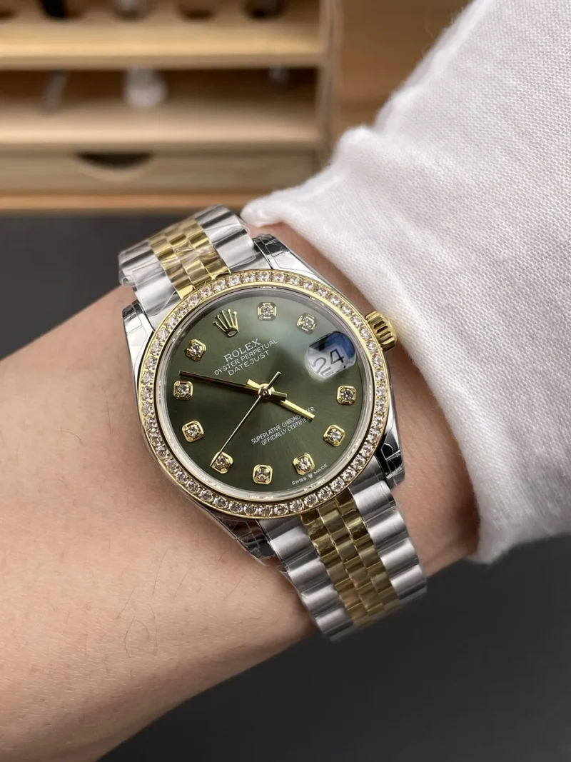 img10_1203_GS_劳力士_日志型_间金钻刻钻圈绿盘女表_31mm_2236机芯.webp Rolex Datejust Two-Tone Ladies 31mm