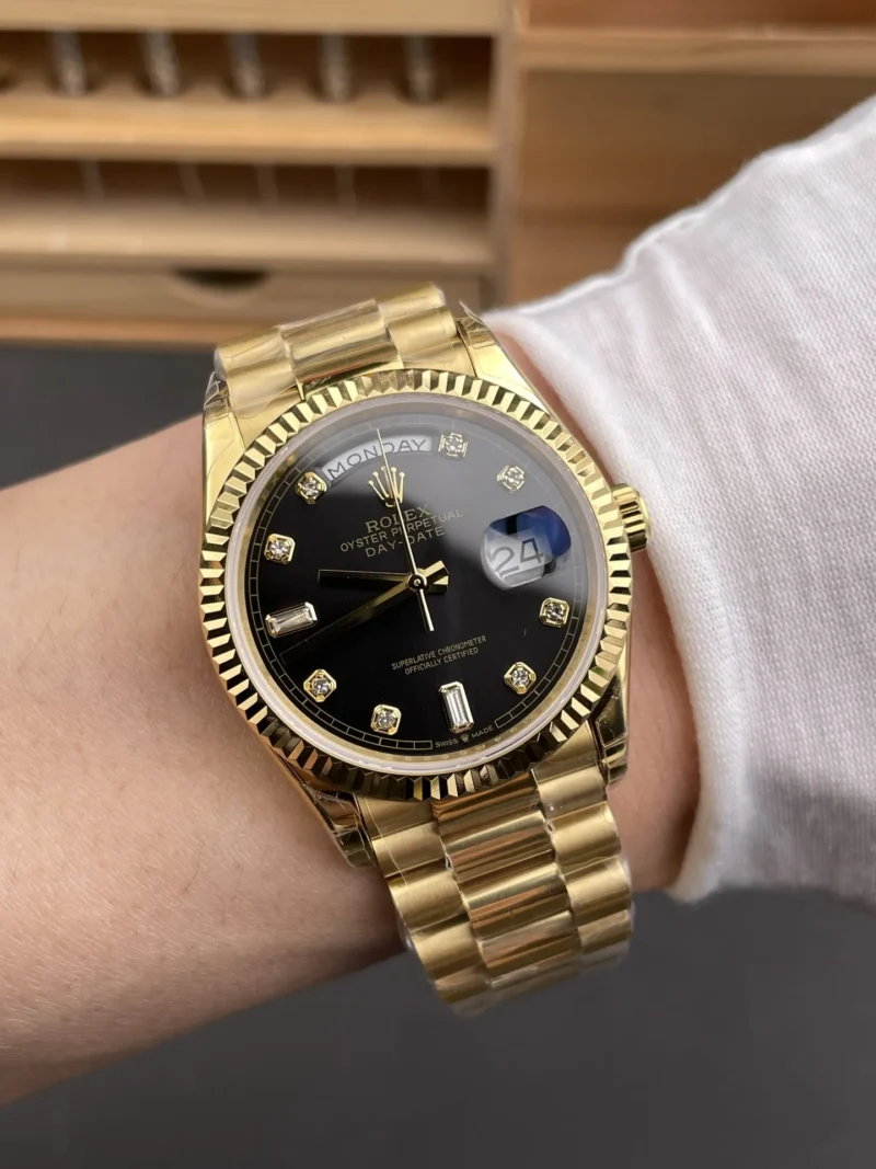 Rolex Day-Date Black Baguette Diamond 36mm